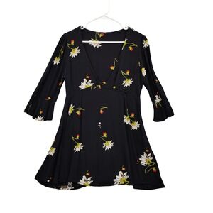 Free People Womens Time On My Side Faux Wrap Cottagecore Mini Dress S Floral